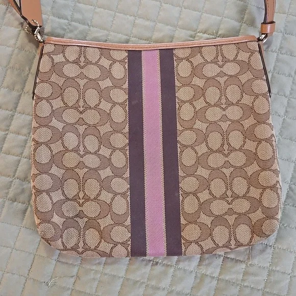 Coach File Brown and Purple Signature Crossbody Bag - Picture 5 of 13